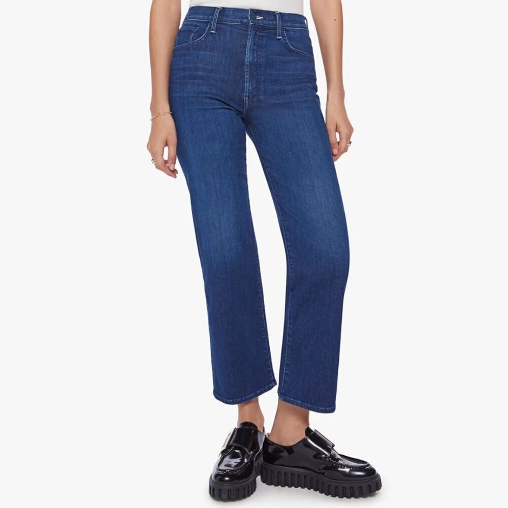 MOTHER The Rambler Zip Ankle Jeans Animal Instinct Denim Size 25